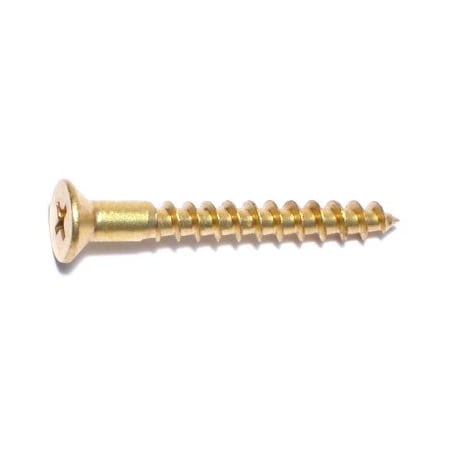 Midwest Fastener Wood Screw, #9, 1-1/2 in, Plain Brass Flat Head Phillips Drive, 100 PK 02874